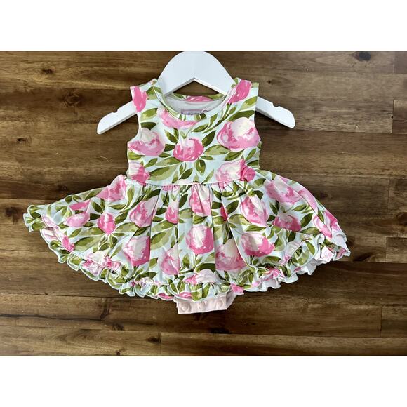 NWT SweetHoney Belle Bubble Dress Tumbling Whisp Floral Sleeveless Pink Knit 18M - Picture 2 of 7